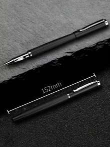 51pcs Metal Fountain Pen Ink Cartridge Set, Black Metal Business Fountain Pen, Office & Study Stationery, 1 Fountain Pen + 50 Refill Ink Cartridges - Black - View 2