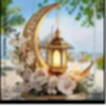 2D平面，1件2D平面印刷，阿拉伯节日星月灯笼花朵阳光捕捉器装饰牌，亚克力悬挂式窗户装饰牌，适用于家居、花园和门廊，户外节日装饰，2D平面 - 彩色 - 查看 5