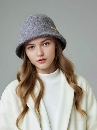 1 st damer casual enfärgad ullfilt hinkhatt, mångsidig stickad fiskarmössa lämplig för dagligt bruk, pendling, utomhusbruk, hem, resor, högtidsgåva, matchande outfit