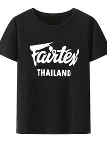 Fairtex Tailandia Camiseta Negra Casual Muay Thai Kickboxing Cuello Redondo Suelta Gráfico Hipster Blusa Moda Urbana Transpirable - Kiểu 1 - Xem 1