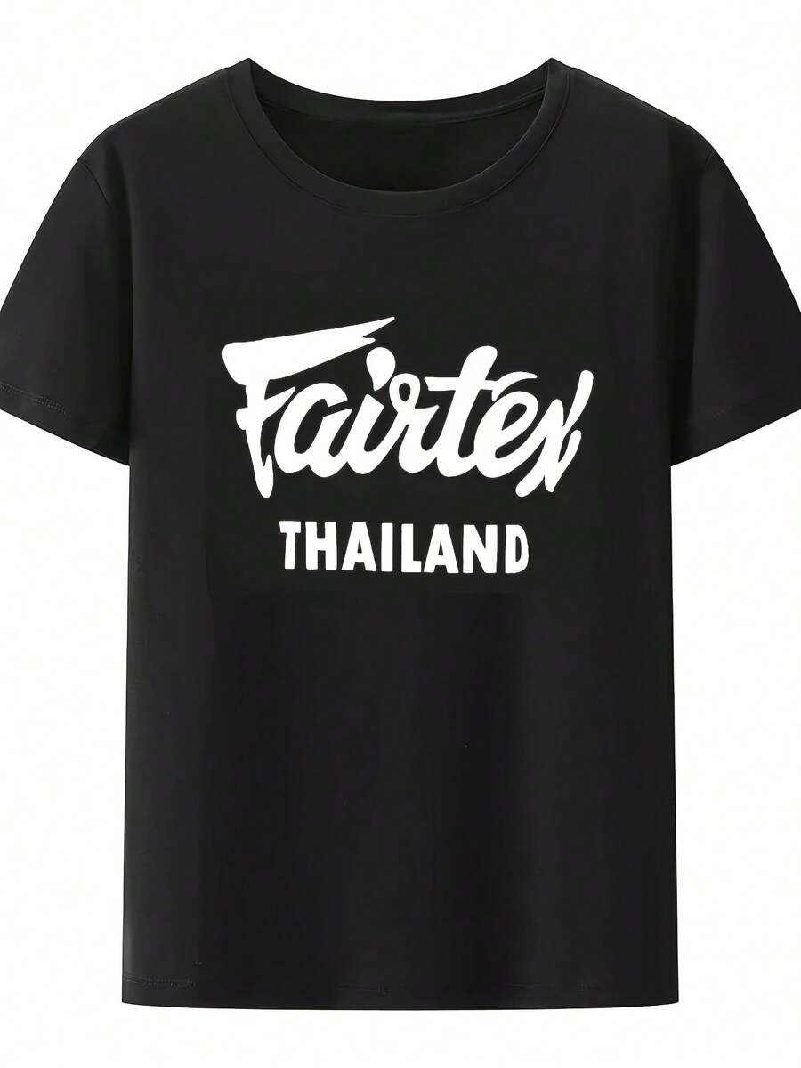 Fairtex Tailandia Camiseta Negra Casual Muay Thai Kickboxing Cuello Redondo Suelta Gráfico Hipster Blusa Moda Urbana Transpirable - Kiểu 1 - Xem 1