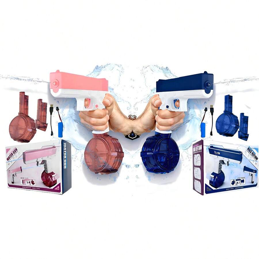 Tendencia2pcs Pistola De Agua Eléctricas Juguete Para Niños Y Adultos AzulCalidad premium - 1 - Ver 1