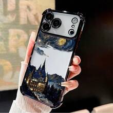 Funda de teléfono con estilo de pintura al óleo, estilo Van Gogh, artística, compatible con iPhone 17 16 Pro Max 15 Plus 14 13 12 11 E Air. Diseño a prueba de golpes en las cuatro esquinas, transparente y antiamarillento, QXA348 - negro-QXA348 - Ver 3