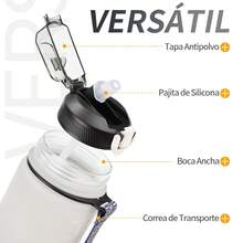 YC-HOGAR Botella de Agua 1L Moda Deportes Al Aire Libre Antifugas Viaje Portátil Hidratación Taza Libre de BPA Duradera Ligera Ecológica Aventura Fitness - Negro - Ver 3
