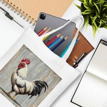 1pc 35*40cm(14*16 Inch) Rooster Art Decoration Shopping Bag, Versatile Polyester Fabrics Carry-All For School, Grocery & Weekend Activities - Multicolor - View 5