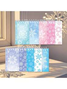 10pcs Snowflake Pattern Spiral Notebooks, Student Notebooks, Word Notebooks, Spiral Notebooks, Fabric Notebooks, Memo Pads, School Supplies, Student Prizes, Party Memo Books, Back To School Stationery, Christmas Memo Books - Multi Color Random - View 9