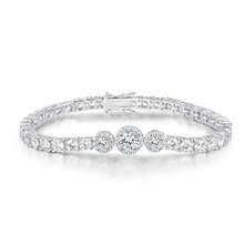 MDFUN 18K White Gold Plated Round Cubic Zirconia Tennis Bracelet, Classic Unisex Design - White - View 1