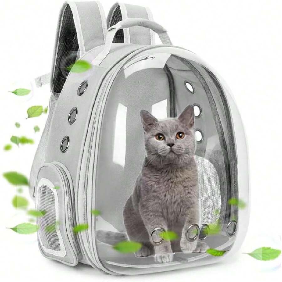 Mochila de Transporte para Mascotas Portátil de Viaje - Mochila Viaje para Gatos y Perros, Bolsa de Gato Espacial, Mochila Transportadora para Mascotas, con Ventana Transparente, 31*26*41 CM (Gris),37423955 - Blanco y Negro - Ver 1