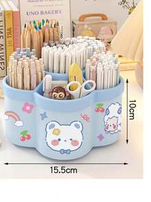 1个旋转笔筒收纳架，大容量，多隔层，适合学生、儿童书桌使用，创意笔架，简约设计，附赠随机贴纸图案 - 彩色 - 查看 7