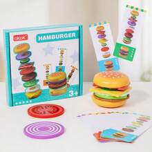 1 Set Giocattolo Bambini Casa Hamburger, Giocattolo da Cucina Simulazione per Bambini Maschi e Femmine, Set Casa Simulazione in Legno con Hamburger Smontabile, Giocattolo Puzzle Bambini con Carte Abbinamento Multiplo, Regali Interattivi Genitore-Figlio - Multicolore - Visualizzare 3