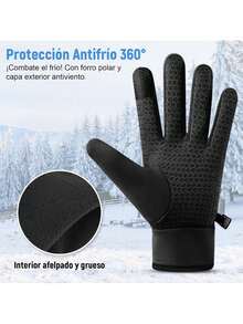 Guantes de Invierno, Guantes para Frío Impermeables y Térmicos con Forro Grueso, Antideslizantes y Ajustables para Hombres y Mujeres, Guantes para Motociclista, Manejar, Ciclismo, Correr y Esquí,37332928 - Rojo - Ver 2