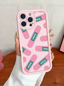 1个创意健康字母绷带图案手机壳，时尚粉色TPU防震保护套，兼容 17/17 Pro/17 Pro Max/16/11/13/15/15 Plus/15 Pro/15 Pro Max/12/14 Pro Max/11 Pro Max/12 Pro/12 Pro Max/13 Pro/13 Pro Max/14 Pro/14 Plus，Galaxy A56 5G/A06/A05/A05S/S25/S24/S23/S22 - 粉色 - 查看 7
