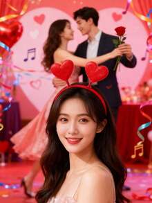 1pc High-Quality Valentine's Day Headband, Heart-Shaped Hair Hoop, Wedding Atmosphere Decor, Valentine's Party Supplies, Bridal/Bridesmaid Headpiece - 多種愛情模式 - 查看 6