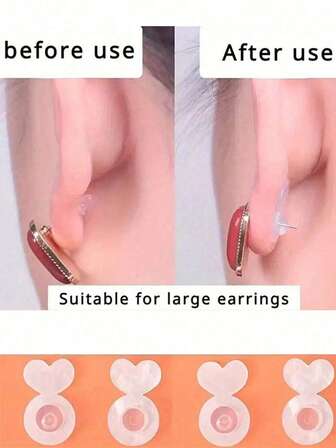2/6/10 paia di supporti per orecchini a forma di cuore in silicone alla moda - supporto invisibile per orecchini, fibbia di anti-tappo per orecchini, supporto per tappi per le orecchie, tappo per orecchini in acrilico trasparente, adatto per orecchie pendenti, indossare orecchini pesanti, cinturino di supporto per orecchini per fissare gli accessori per gioielli, supporto per orecchini di