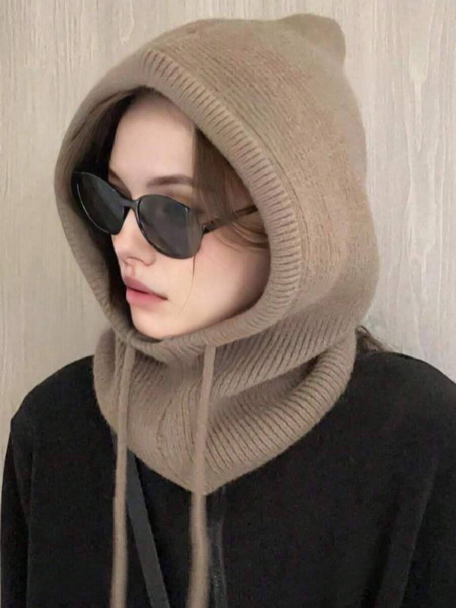 Women's Winter Hat And Scarf, Multifunctional Hooded Scarf, 2-In-1 Hooded Scarf, Fashionable Balaclava Hat, Outdoor Sports Warm Winter Balaclava Hat