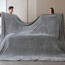 Oversized King Fleece Blanket 120x120 Inches, Seamless Soft Cozy 3D Jacquard Flannel Blanket 10'x10' Extra Large For Bed, Sofa, Couch, Travel & Camping, California King Throw, Purple - Wave CT21NV - 淺灰色 - 方塊圖案 - 查看 2