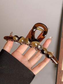 1pc High-Quality Faux Pearl Hair Claw Clip, Large Size Suitable For Thick Hair, Hair Accessory For Updo Hairstyle Women Hair Clip Casual Hair Clutch Women Hair Accessories Summer Beach Vacay Vacay Hair Clips,Travel,Birthday - Multicolor - View 3
