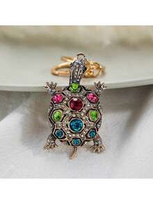 Chinese Zodiac New Creative Chinese Style National Chao Rhinestone Snake Keychain, Colorful Crystal Cute Turtle Pendant Metal Keyring Car Accessories Bag Charm School Goth Y2k Bag Accessories Lanyards With Id Holder Car Accessories Bag Charms Christmas Gift - Multicolor - View 5