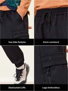 CAMEL CROWN Men's Autumn New Outdoor Hiking Climbing Multi-Pocket Cargo Pants, Men's Waterproof Loose Long Trousers - Phantom Black - View 4