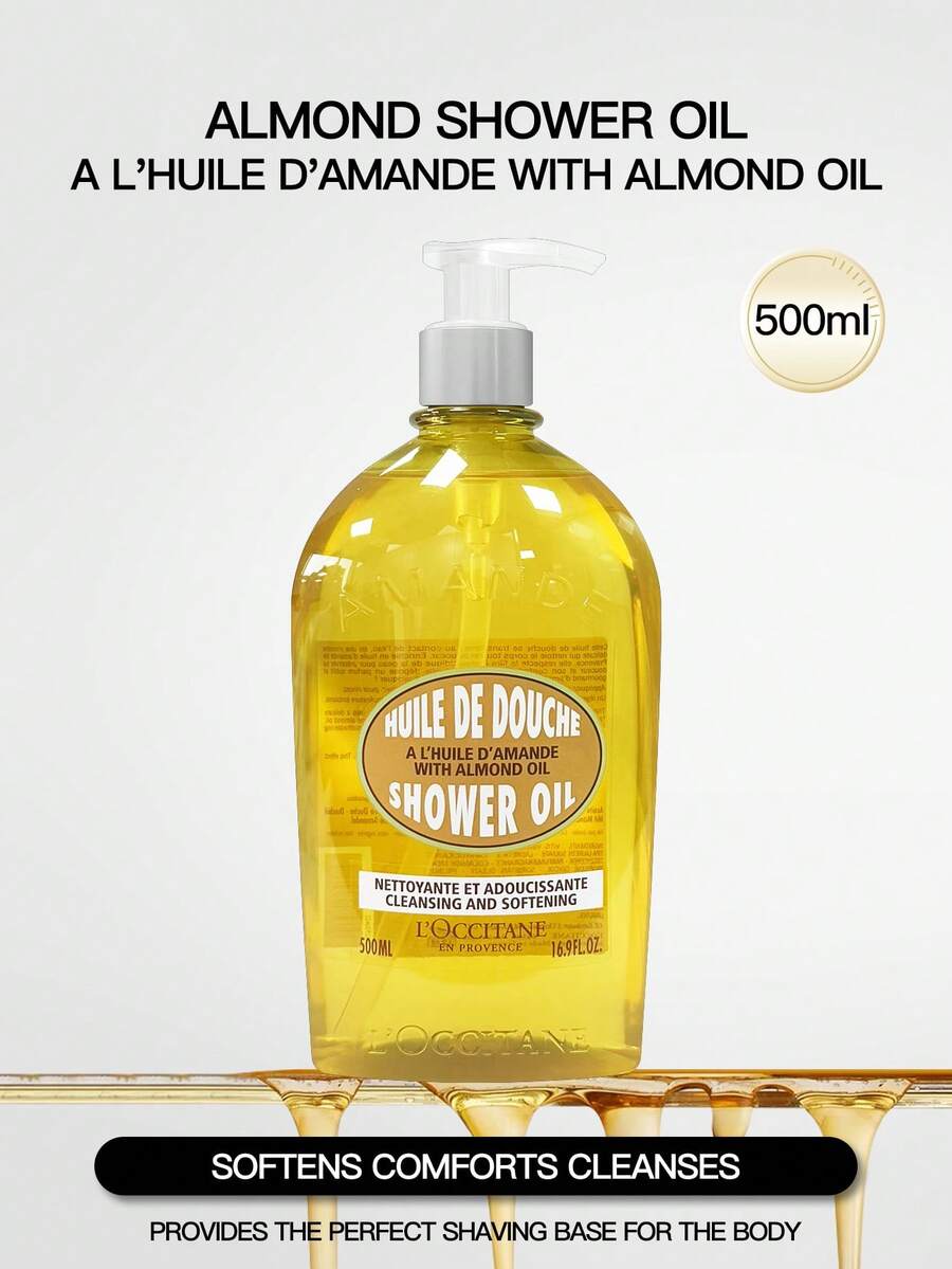 L'Occitane AMANDE Shower Oil, 250ml/500ml, Cleansing & Gentle On Skin - 500ml - View 1