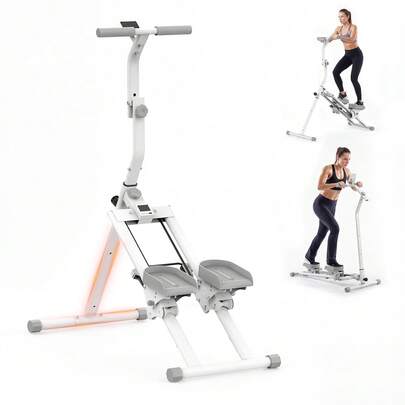  Advwin Stair Stepper For Home, Multi-Functional Adjustable Stair Climber For Full-Body Workout, 3 Workout Modes & LCD Display & 120KG Capacity, White