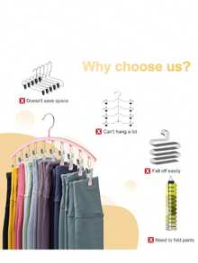 Legging Organizer for Closet, Metal Yoga Pants Hanger w/Rubber Coated 1 Pack w/10 Clips Hold 10 Leggings, Hangers Space Saving Hanging Closet Organizer for Closet Organizers and Storage-Pink - Rosa - Ver 7