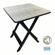 19-Inch Gray Wood Grain Plastic Folding Camp Side Table – Portable Outdoor Table For Camping, Picnics & Beach Trips - Wood - View 6