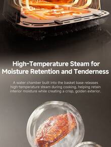 dreame 2800W High Power 7.6L Air Fryer | Elegant & Stylish Transparent Window Design | Dual-Source Circulating Hot Air & Steam Injection | 8 Preset Cooking Programs For Oil-Free Cooking | Smart LED Touch Control & +1 Minute Button | High-Quality Electric Air Fryer Suitable For Family Meals And Modern Home Cooking (Volunteer Day) - UK Plug(220-240V) - View 6