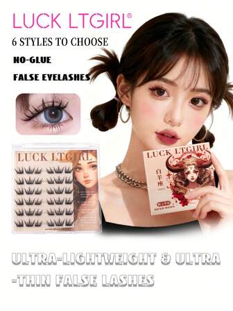 36pcs Fluffy False Eyelashes, Thin Flakes, Glue-Free Fake Lashes, Easy To Wear Without Glue, Making Wearing False Lashes More Simple And Convenient, Ultra-Thin. Won't Feel Tired Even Wearing For A Long Time, Various Styles Available, Cute And Energetic Vibe, Suitable For Japanese/Thai/Korean Makeup, Suitable For Parties, Vacations, Dates, Gifts For Girls/Women