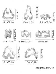 8件套不锈钢圣诞饼干模具，3D造型饼干模具，可制作圣诞树、雪人、姜饼屋等造型。 - 銀色 - 查看 5