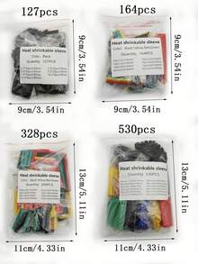 127/140/164/280/328/530/560/800pcs Black & Red 2:1 Heat Shrink Tubing Kit For VariousPipes,Cable Hamess,Wire Management And InsulationProtection - Multicolor - View 10