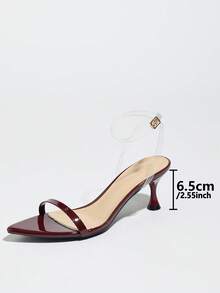 Sandales à bride à la cheville en PVC à bout pointu et talon kitten sexy pour femmes. Talons hauts élégants, matures et séduisants en vin rouge polyvalents, confortables et doux brillants. Idéaux pour la boîte de nuit, les fêtes, l'extérieur, les voyages, la maison, la fête des mères, la Saint-Valentin, l'Action de grâce, le Nouvel An chinois, Noël. - Rouge foncé - Voir 10