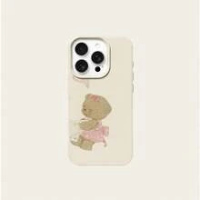 1pc TPU Material Cute Pink Skirt Bear Pattern Phone Case Compatible With IPhone 17 Pro Max/17/16 Pro Max/15/13/12/11, S20 FE/A15/S24/A55, Redmi Note 11/Note 12/Note 13 Pro, Full Coverage Anti-Drop Soft Protective Phone Cover - White - View 5