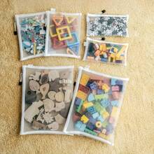 12pcs/Set Large Capacity Office Mesh Zipper Bags, A6/A5/A4 Size, Office File Folder Set - Mesh Design Transparent Document Holder, Pencil Case, Puzzle Storage Bag, Zipper Portfolio, Portable Travel Organizer, Graduation Gift ,Travel Essential Bag - Multicolor - View 1