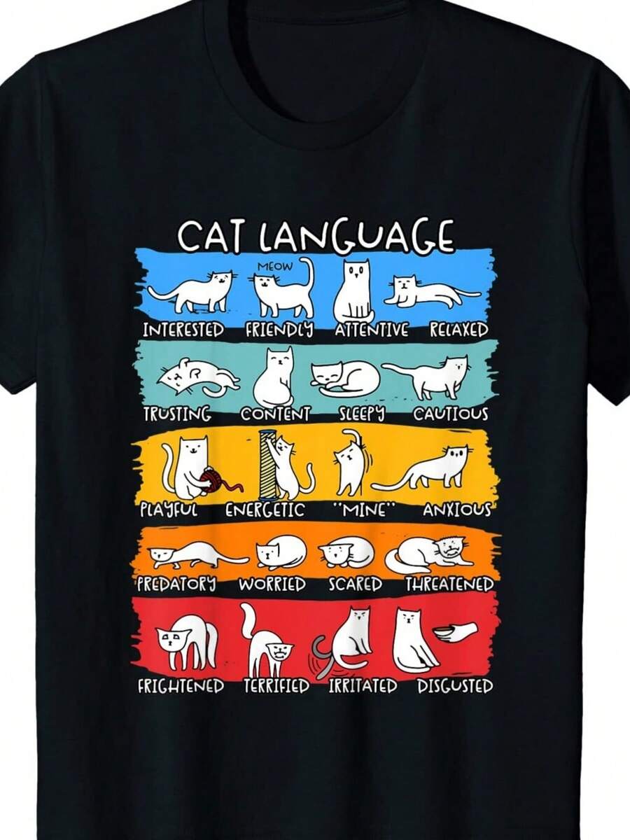 Cat Language Funny Cat Tee Cat Gift Cute Cat Lover Youth Uni T-Shirt ...