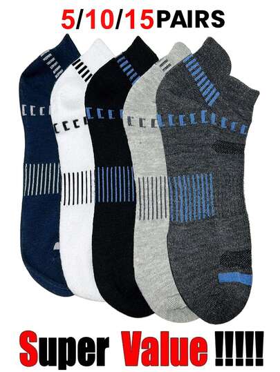 30 زوج جوارب كاحل رياضية للرجال، جوارب لياقة بدنية وركض عالية الجودة، جوارب قصيرة كاجوال منفذة بشبكة تنفس، بتصميم مخطط، جديدة بالكامل