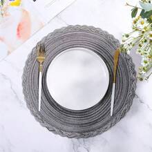 Manteles Individuales Redondos Trenzados Set de 6 Mesa de Comedor Alfombrillas 38cm de Diametro Resistentes al Calor Lavables para el Hogar Restaurante Cocina Gris Oscuro - GrisOscuro - Ver 7