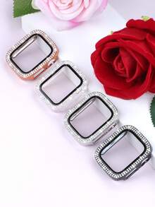 4PSC Women's Sparkling Watch Case, Compatible With Apple Watch Cases 40mm, 41mm, 42mm, 44mm, 45mm, And 46mm. Stylish And Sparkling, Set With Double Rows Of Diamonds, Drop-Proof And Scratch-Resistant. Hard PC And Tempered Glass 2-In-1 Case, Compatible With Apple Watch Series 11/10/9/8/7/6/5/4/SE. Convenient To Wear And Responsive Touch. - Silver + Black + Clear + Rose Gold - View 17