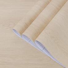 1卷逼真木纹壁纸，自粘壁纸，卧室墙面装饰家居贴纸，防水防油壁纸，适用于厨房、浴室、办公桌，适合家具翻新，节日贴纸 - 米色 - 查看 10