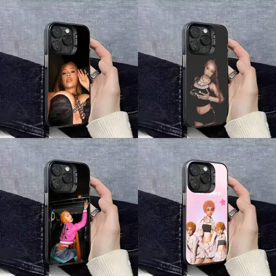 Funda de Teléfono Cool Girl I-Ice Spice para 17,16,15,14,13,12,11,Pro,Max,Plus,E, Cubierta Negra IMD - z7 - Ver 1