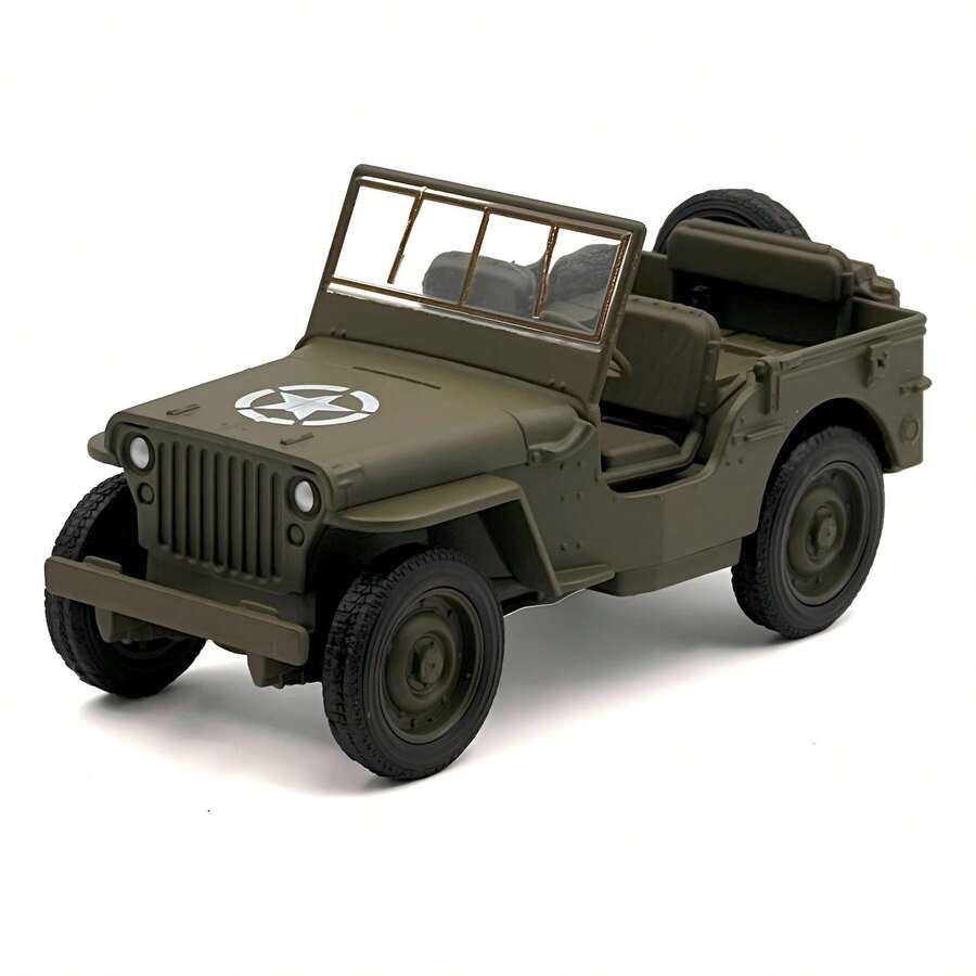 TendenciaAuto Escala 1:32 Willys Mb 1941 Welly Metal Pull Back Verde MilitarCalidad premium - Verde militar - Ver 1