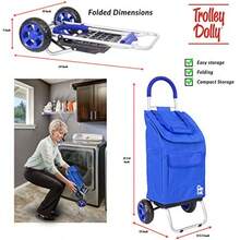 OdwmwhuhTrolley Dolly Blue Foldable Shopping Cart For Groceries With Wheels And Removable Bag And Rolling Personal Handtruck Standard - Màu xanh lam - Xem 5