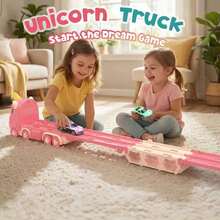 Unicorn Foldable Race Track Truck Toy Set - 2-Player Dual Launcher With Random ALLOY 2 Cars, 160cm Folding Track For Kids, Perfect New Year/Birthday Gift For Boys And Girls Ages 3+ - Multiple Styles - View 4
