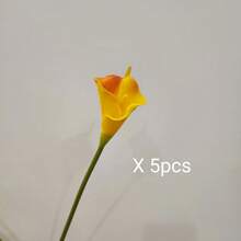 5支/10支仿真马蹄莲花束，逼真假花，适用于派对、花园、客厅、卧室、餐桌、办公室装饰，适合春夏、万圣节、感恩节、秋季、情人节、生日、毕业礼物（黄橙色）