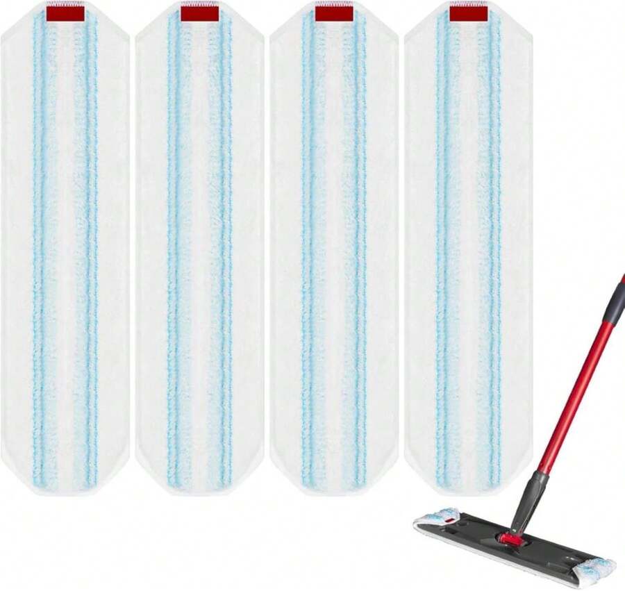 4 Pack Microfiber Mop Pad For O-Cedar H2prO Flat Mop System, Reusable Mop Head Replacements, Machine Washable (White*4P) - ColorA - View 1