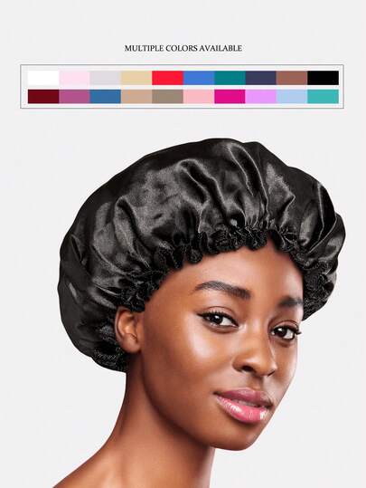 1 pezzo Cuffia da notte in raso con bordo in pizzo per signora, adatta per l