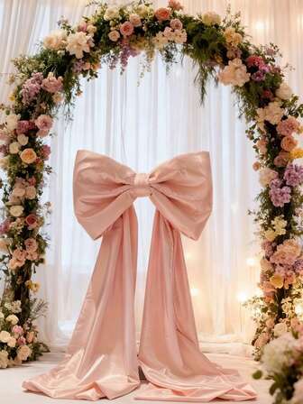 60*110cm große Satinschleife Dekoration - Hochzeitsgangdekoration, Satinschleifenknoten für Hochzeitskapelle, Geburtstagsdekoration, Bridal-Shower Geschenk, Hochzeitszeremonie