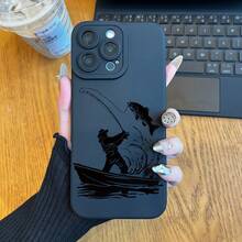 Funda de Teléfono Linda Una Silueta Simple de un Pescador para una Funda de Teléfono, Compatible con los Modelos de  11, 12, 13, 14, 15 Pro Max, 12 Pro Max, 13 Pro Max, 14 Pro Max, XR, 15, 15 Pro, 16, 16 Pro, 16 Pro Max, 17, 17 Pro, 17 Air, y 17 Pro Max. Funda protectora delgada a prueba de golpes para teléfono - 1 pieza - Ver 6