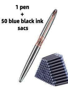 51件套（1支圆珠笔+50支笔芯）镂空金属圆珠笔，高端优雅，4种颜色可选，书写流畅，适合日常书写、学校、办公室、商务签名，是节日送礼佳品。 - 1 pen+50 ink sacs - 查看 20