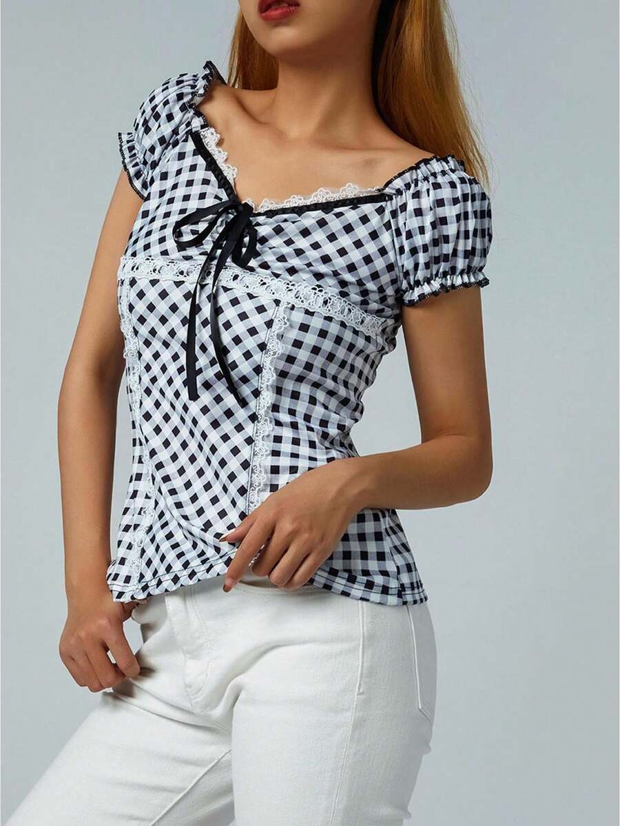 Camiseta rosa de lentejuelas para mujer, top brillante de manga corta con purpurina, camiseta brillante para fiestas de verano, blusa elegante para salir de noche o a discotecas - Blanco y Negro - Ver 1